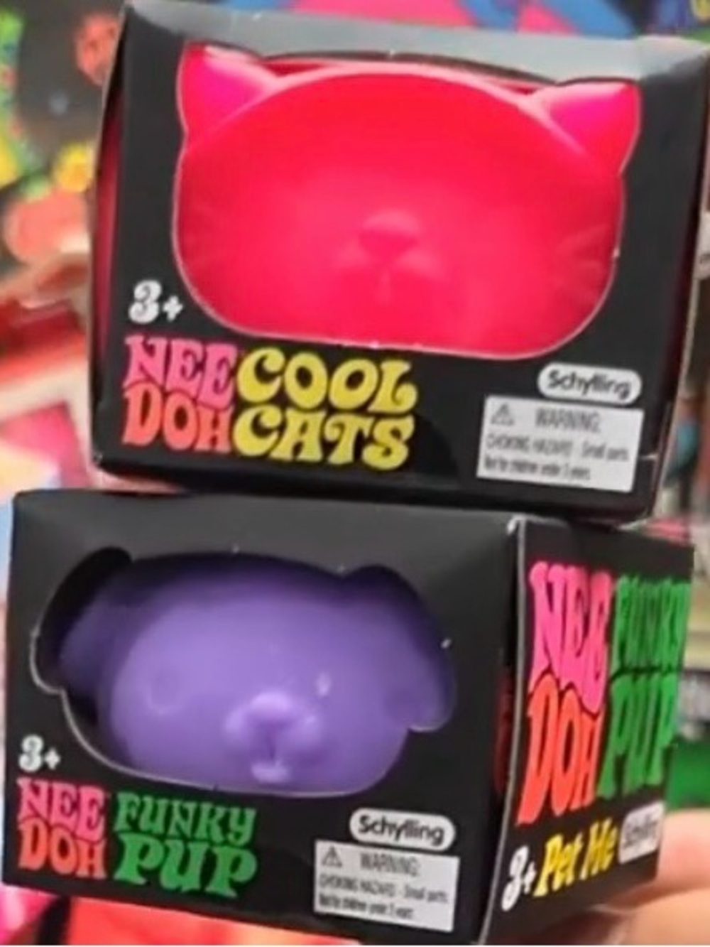 NeeDoh Cool Cats & Funky Pup Squeeze Toy Duo - Pink & Purple